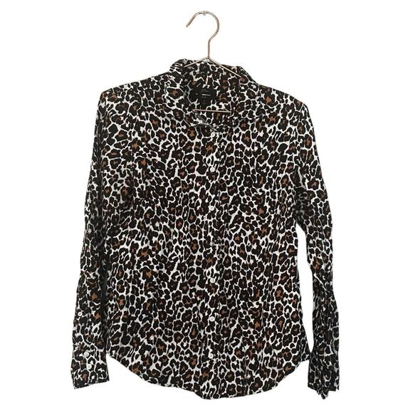 J. Crew leopard-print button-down‎ blouse slim size 4 - Picture 1 of 6
